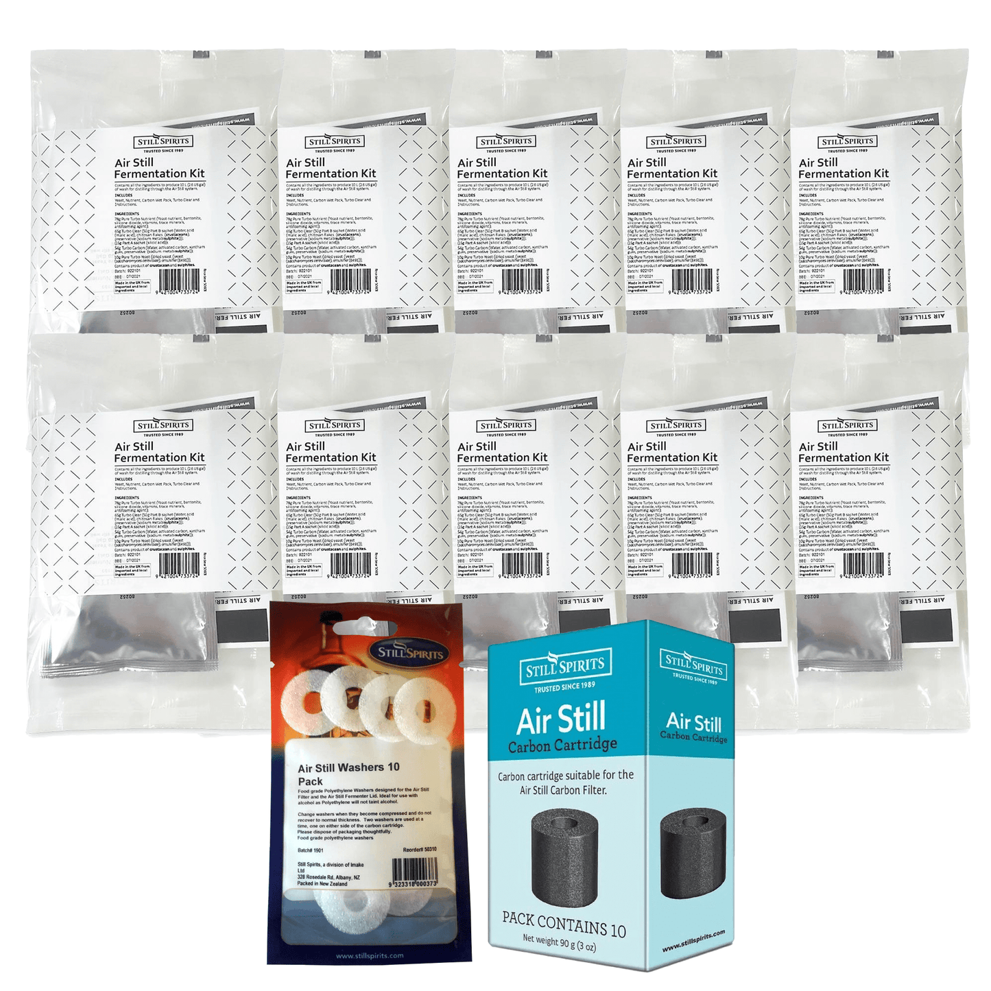 Still Spirits Air Still Yeast SUPER MEGA PACK 10x Air Still Fermentation Kits 10x Air Still Carbon Cartridges 10x Air Still Washers