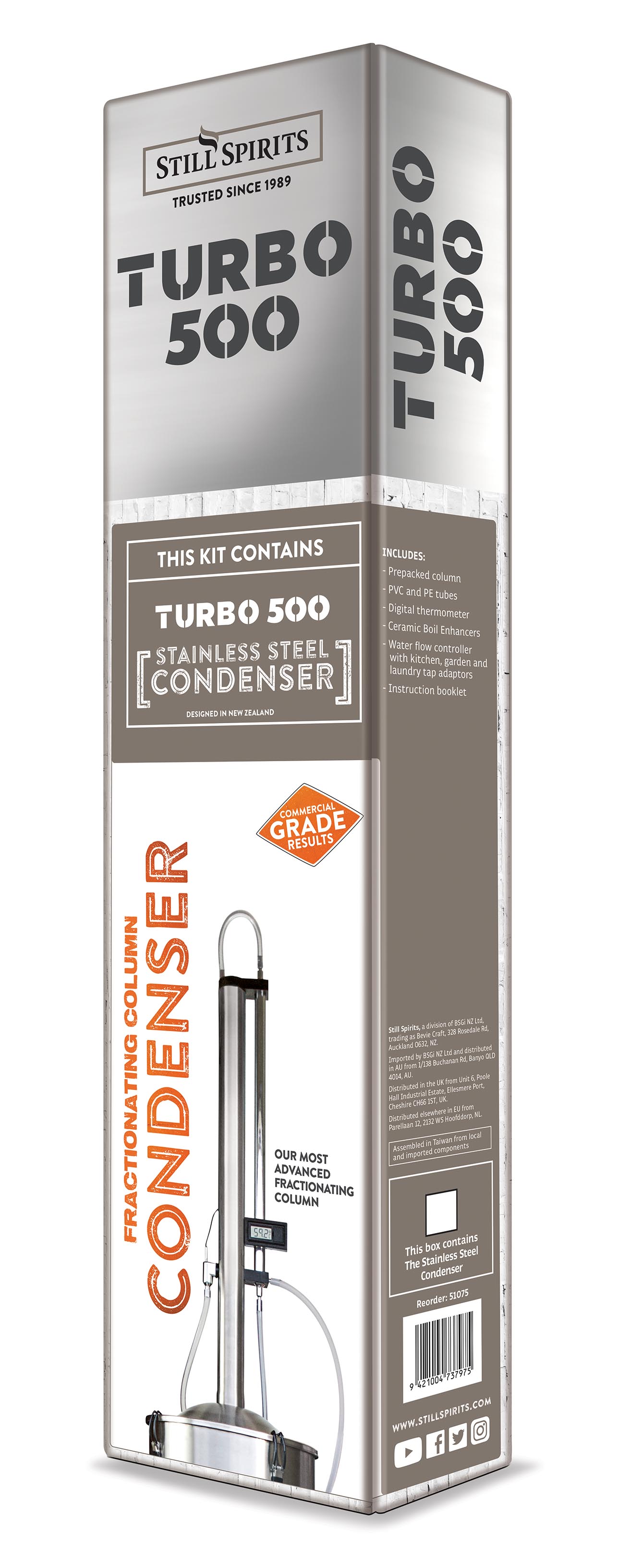 STARTER KIT with Still Spirits Turbo 500 (T500) Stainless Steel Distillery Kit + 3 YEAR WARRANTY