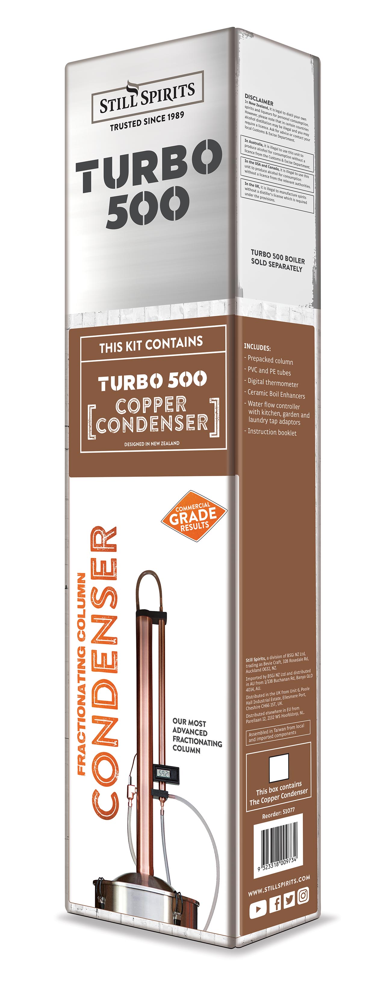 STARTER KIT with Next Generation Still Spirits Turbo 500 (T500) Copper Distillery Kit + 3 YEAR WARRANTY